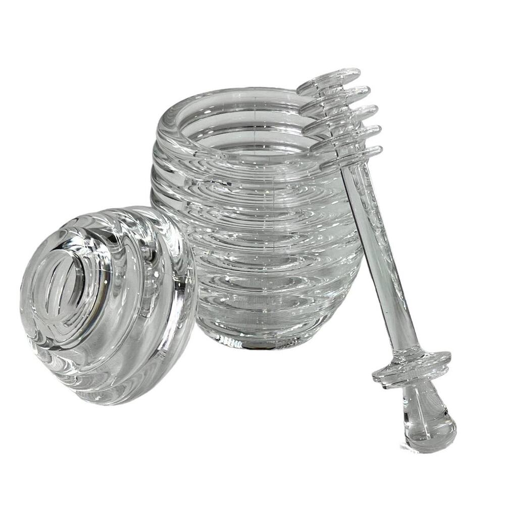 Clear Acrylic Beehive Honey Pot Jar with Dipper | Kitchen Storage Container